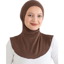 Kadın Boyunluklu Hijab Tesettür Pratik Spor Bone - Kahverengi
