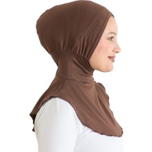 Kadın Boyunluklu Hijab Tesettür Pratik Spor Bone - Kahverengi