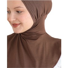 Kadın Boyunluklu Hijab Tesettür Pratik Spor Bone - Kahverengi