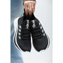 2201-AWIDOX Anatomik Tabanlı Unisex Bağcıksız Sneakers Ayakkabı - NKT02201-SIYAH-BEYAZ-42