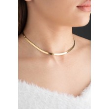 14 Ayar Altın Kalın Italyan Ezme Zincir Kolye 4 mm