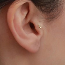 14 Ayar Altın Taşlı Deniz Yıldızı Tragus Piercing