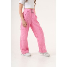 Kız Çocuk Yan Cepli Kemerli Keten Pantolon 2551