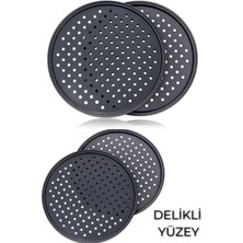 1 Adet 26 cm Yuvarlak Delikli Karbon Çelik Pizza Tepsisi Yanmaz Yapışmaz , Pratik Fırın Tepsisi