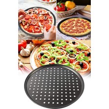1 Adet 26 cm Yuvarlak Delikli Karbon Çelik Pizza Tepsisi Yanmaz Yapışmaz , Pratik Fırın Tepsisi