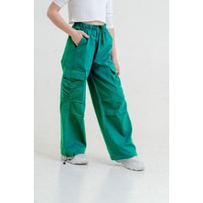 Kız Çocuk Cepleri Büzgülü Keten Pantolon 2546