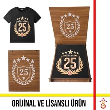 Galatasaray Lisanslı 2025 Şampiyonluk Özel Siyah Çocuk T-Shirt Şampiyonluk Özel Ahşap Kutulu