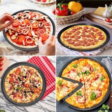 1 Adet 23 cm Yuvarlak Delikli Karbon Çelik Pizza Tepsisi Yanmaz Yapışmaz , Pratik Fırın Tepsisi Model