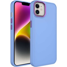 Maks Technology iPhone 12 Kılıf Metal Çerçeve ve Buton Tasarımlı Silikon Mkst Luna Kapak-Lila