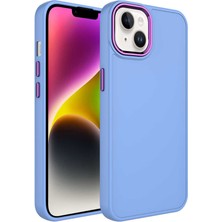 Maks Technology iPhone 14 Kılıf Metal Çerçeve ve Buton Tasarımlı Silikon Mkst Luna Kapak-Lila