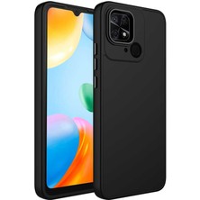 Maks Technology Redmi 10C Kılıf Metal Çerçeve ve Buton Tasarımlı Silikon Mkst Luna Kapak-Siyah