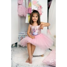 Duca Kids Parıltılı Askılı Çıtçıtlı Elsa Kız Body ve Kabarık Tütü Etek 2 Li Takım