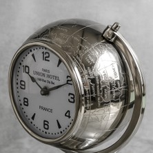 Metal Masaüstü Saat – Gümüş Renk | 27 cm Dekoratif Ayaklı Saat