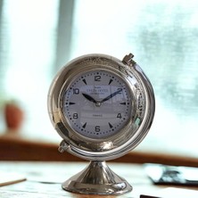 Metal Masaüstü Saat – Gümüş Renk | 27 cm Dekoratif Ayaklı Saat