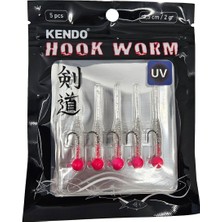 Kendo Hook Worm Jighead+Lrf Silikonu 2gr+4.5cm 5 Adet Head Green+Blue Glitter