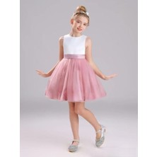 Zarif Sade Sudem Elbise Modelimiz Üst Beyaz Alt Pudra Elbise