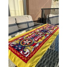 140X50 cm Leke Tutmaz Baskılı Milano Serisi Sarı Runner