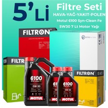 Filtron Renault Trafic 1.6 Dizel Filtre Bakım Seti Motul Motor Yağlı (2014-2019) 5 Li