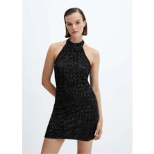 Mango Halter Yaka Payetli Elbise