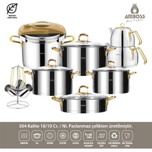 Amboss Diamond 18 Parça Paslanmaz Çelik Gold Çeyiz Seti Dia-6268