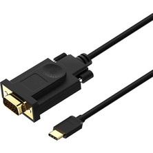 Qgeem QG-UA17 Type-C To VGA Adaptörü Yüksek Çözünürlüklü Dönüştürücü Kablo 1080P 60Hz 3 Metre