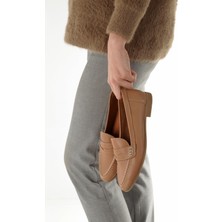 Sanra Bisküvi Rengi Hakiki Deri Yumuşak Babet Maskulen Ayakkabı