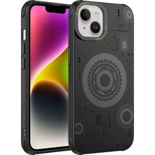 iPhone Uyumlu 14 Kılıf Zore Wireless Şarj Özellikli Desenli Hot Kapak-Siyah