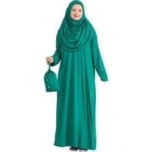 Keseli Namaz Elbisesi Eşarp ve Tesbih Hazır Tesettür Giyim Türban Müslüman Giysi Takım