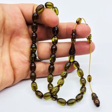 Şeffaf Yeşil Renkte Sıkma Ateş Kehribar Tesbih