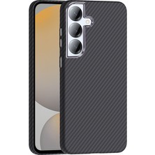 Galaxy Uyumlu S25 Plus Kılıf M-Safe Şarj Özellikli Karbon Fiber Görünümlü Zore Gros Kapak-Siyah