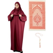 Namaz Elbisesi Eşarp Seccade Tesbih Set, Islami Giyim Takım Ferace Turban Şal