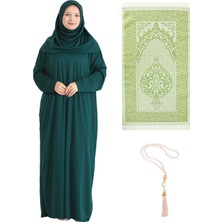 Namaz Elbisesi Eşarp Seccade Tesbih Set, Islami Giyim Takım Ferace Turban Şal