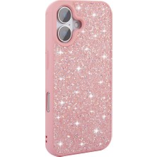 iPhone Uyumlu 16 Plus Kılıf Parlak Taşlı Tasarım Zore Pırlanta Kapak-Pembe