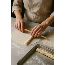 2'li Verniksiz Ince Oklava Seti | 80-60 cm |el Yapımı Kayın Ağacı Yufka Börek Burma Baklava Oklavası