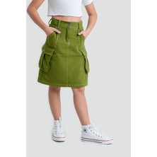 Kız Çocuk Kargo Cepli Keten Etek 2926