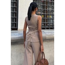Trend Befaon Arkası Bağcıklı Yelek Plazza Pantolon Modal Takım 10202-08