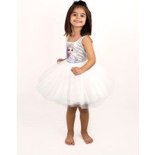 Duca Kids Parıltılı Askılı Çıtçıtlı Elsa Kız Body ve Kabarık Tütü Etek 2 Li Takım