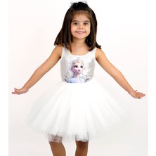Duca Kids Parıltılı Askılı Çıtçıtlı Elsa Kız Body ve Kabarık Tütü Etek 2 Li Takım