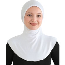 Kadın Boyunluklu Hijab Tesettür Pratik Spor Bone - Beyaz