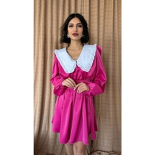 Trend Befaon Fuşya Bebe Yakalı Elbise