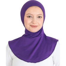 Kadın Boyunluklu Hijab Tesettür Pratik Spor Bone - Mor