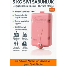 Hilal Kimya  Yüksek Kapasiteli Okul, İşyeri ve Toplu Kullanım Alanları İçin 5kg Butonlu Sıvı Sabunluk Pembe