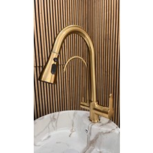 Arıtmalı Siprali Mutfak Bataryası Sıcak Soğuk Su Çıkışlı Pirinç Mataryel Tam Set