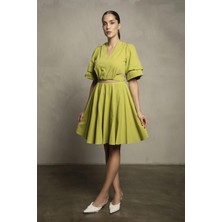 Kadın Yeşil Alis Dress Şık ve Modern Bel Detaylı Elbise