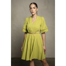 Kadın Yeşil Alis Dress Şık ve Modern Bel Detaylı Elbise