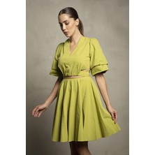 Kadın Yeşil Alis Dress Şık ve Modern Bel Detaylı Elbise