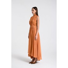 Kadın Karamel New Stella Uzun Long Şık Elbise