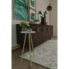Ahşap Ayaklı Yuvarlak Yan Sehpa – Dekoratif Küçük Sehpa 34X74 cm