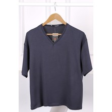 Füme V Yaka Kısa Kol T-Shirt