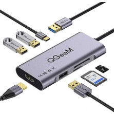 Qgeem QG-UH07-A Type-C Çoğaltıcı ve Dönüştürücü Hub USB 3.0 HDMI 4K Sd Kart 85W 5120MBPS